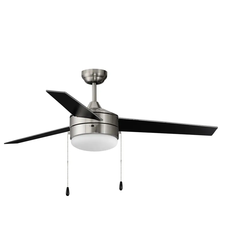 Trio 52" Ceiling Fan in Satin Nickel with Black Blades - Image 2