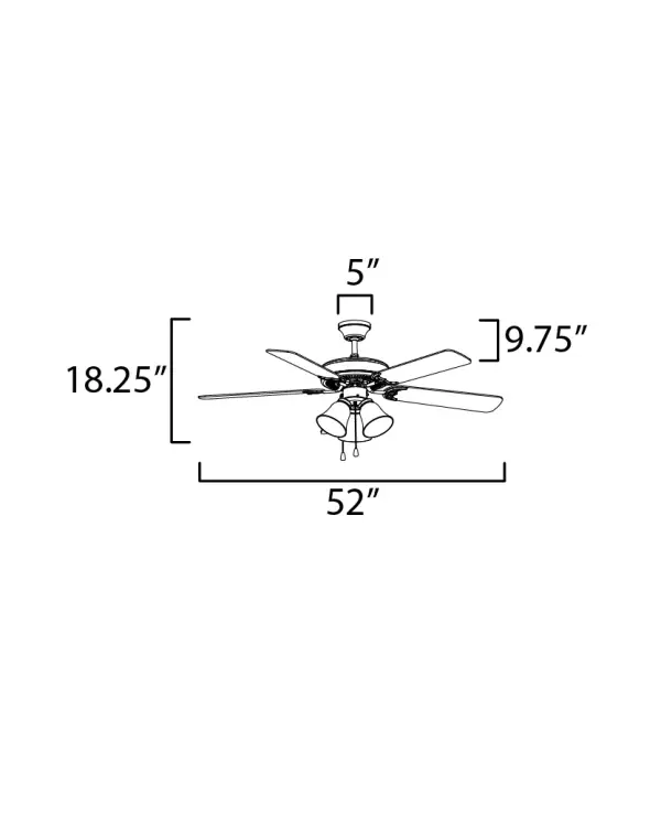 The Basic-Max ceiling fan features the ability to be installed three different ways: close mount, standard stem, and optional stems up to 72" long. - alternate view