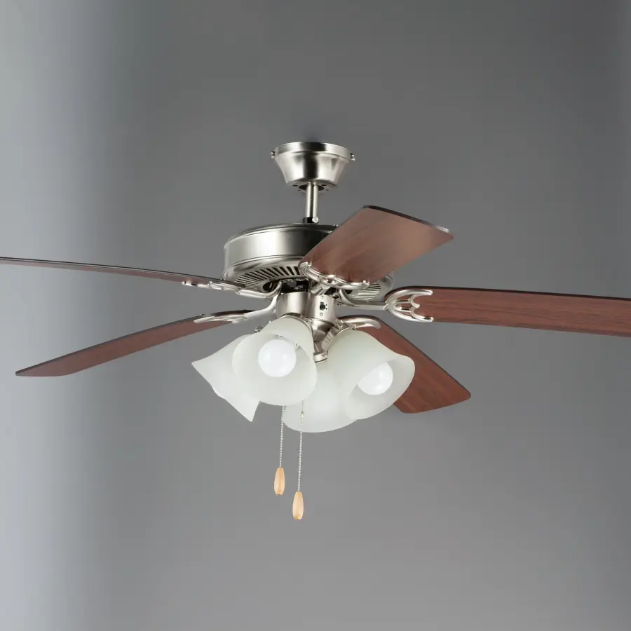 Basic-Max 52" Ceiling Fan in Satin Nickel with Walnut/Pecan Blades - Image 2