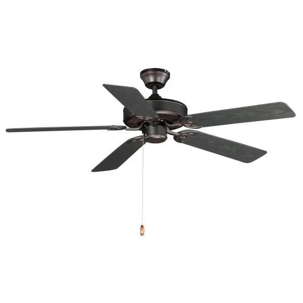 The Basic-Max ceiling fan features the ability to be installed three different ways: close mount, standard stem, and optional stems up to 72" long. Collection: Basic-Max Finish: Oil Rubbed Bronze Width: 52.00" Height: 12.50" Weight: 14.52 lb Voltage: 120.00 V RPM: 61 Airflow: 4504 CFM Electricity Use: 37 W Airflow Efficiency: 85 CFM/W Blade Pitch: 12° Blade Span: 52" Blade Quantity: 5 Speeds: 3 Control: Pull Chain Material: Steel Safety Listing: cETLus Safety Rating: Damp Manufacturer Warranty: Limited Lifetime Motor Warranty Spec Sheet Instructions Parts Diagram