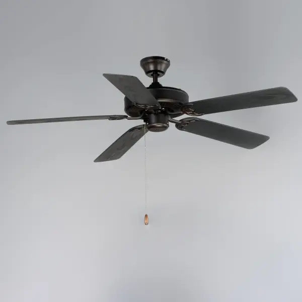 The Basic-Max ceiling fan features the ability to be installed three different ways: close mount, standard stem, and optional stems up to 72" long. Collection: Basic-Max Finish: Oil Rubbed Bronze Width: 52.00" Height: 12.50" Weight: 14.52 lb Voltage: 120.00 V RPM: 61 Airflow: 4504 CFM Electricity Use: 37 W Airflow Efficiency: 85 CFM/W Blade Pitch: 12° Blade Span: 52" Blade Quantity: 5 Speeds: 3 Control: Pull Chain Material: Steel Safety Listing: cETLus Safety Rating: Damp Manufacturer Warranty: Limited Lifetime Motor Warranty Spec Sheet Instructions Parts Diagram - alternate view