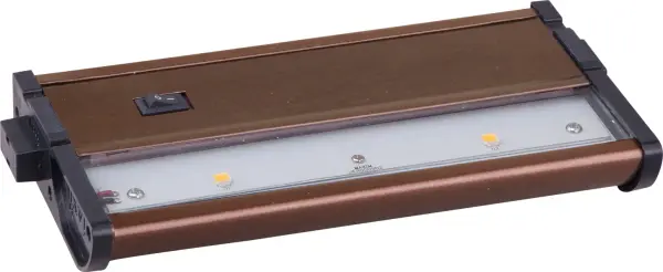 With a sleek profile and direct wiring, this fully dimmable state-of-the-art CounterMax MX-L120DC under cabinet light, powered by choice of 3000K LED manufactured by CREE® or 2700K LED manufactured by Philips® Luxeon®, easily installs under the cabinet with its built-in knock outs and emits a crisp white light which illuminates without shadows. The hinged top gives easy access for installation and wiring. Cabinets stay cool and safe with LED light output. CounterMax MX-L120DC is linkable without or with cords using MXInterLink4 accessories.