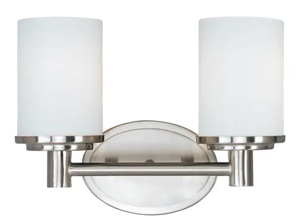Cylinder Two Light Bath Vanity in Satin Nickel - Image 1