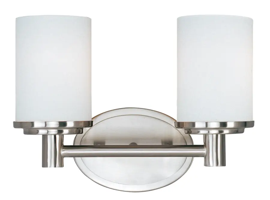 Cylinder Two Light Bath Vanity in Satin Nickel - Image 1