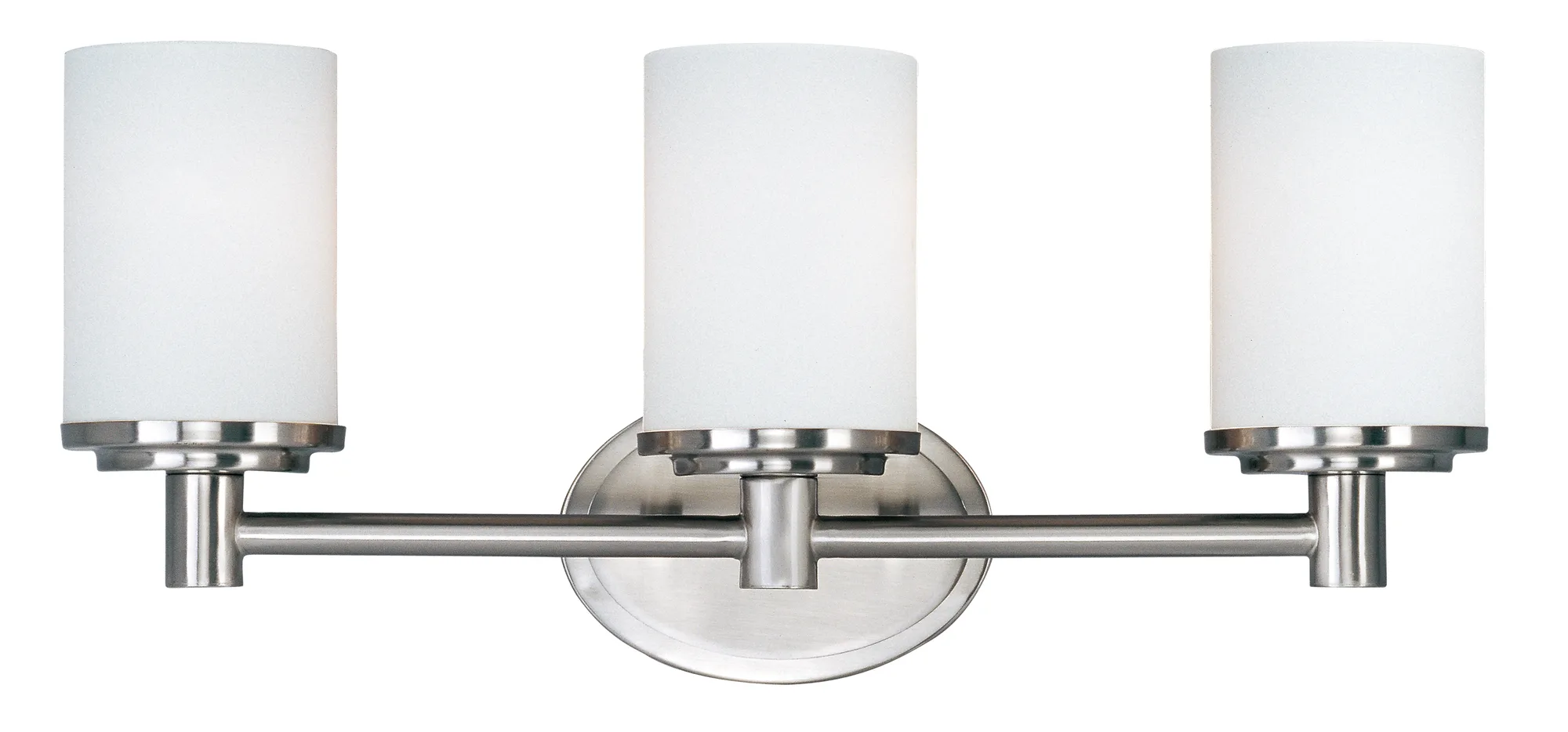 Cylinder Three Light Bath Vanity in Satin Nickel