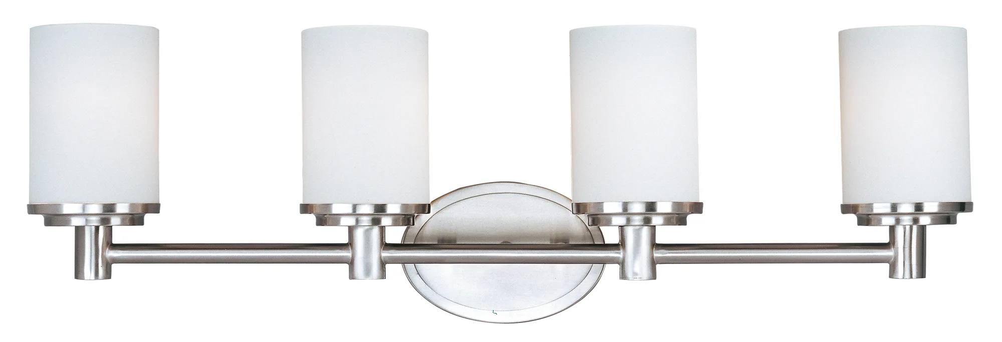 Cylinder Four Light Bath Vanity in Satin Nickel