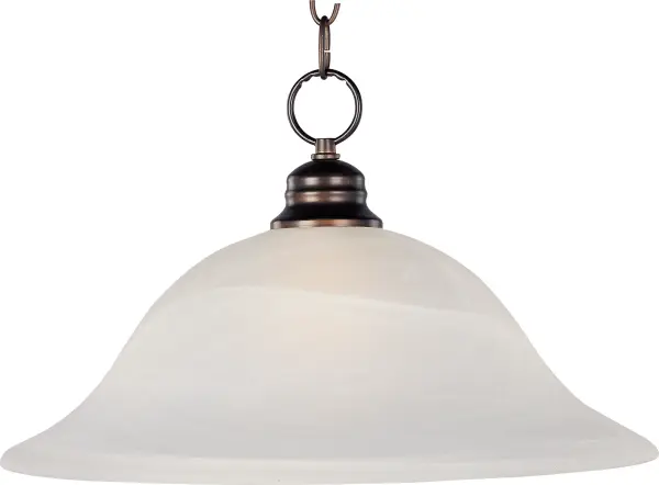 Maxim Lighting's commitment to both the residential lighting and the home building industries will assure you a product line focused on your lighting needs. With Maxim Lighting you will find quality product that is well designed, well priced and readily available. Collection: Essentials - 9106x Finish: Oil Rubbed Bronze Glass: Marble Width: 16.00" Height: 11.00" Length: 16.00" Weight: 4.95 lb Chain: 36" Wire: 120" Number of Bulbs: 1 Maximum Wattage: 60.00 W Bulb Type: A19 Bulb Base: E26 Medium Light Source: Incandescent Light Output: 1150.00 lm Dimmable Rated Average Life: 2500 Voltage: 120.00 V Material: Steel, Glass Safety Listing: cETLus Safety Rating: Dry Manufacturer Warranty: 1 Spec Sheet Instructions Parts Diagram