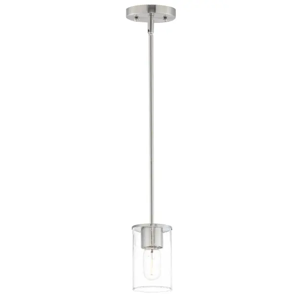 Sleek One Light Mini Pendant in Satin Nickel - Image 1