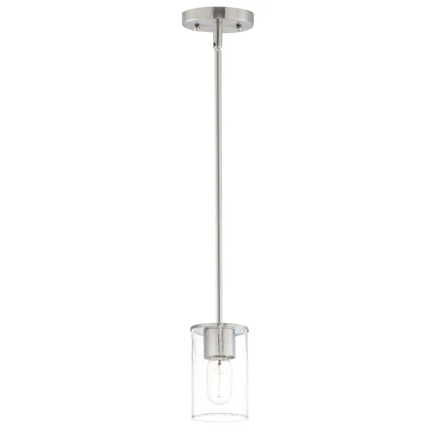 Sleek One Light Mini Pendant in Satin Nickel - Image 1