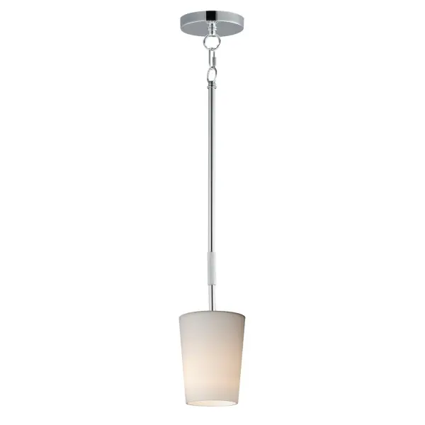 Featuring knurled rod details, this lighting collection brings a modern industrial edge to any space. Available in a range of sizes for chandeliers and two styles of bath vanity lighting, it offers versatility for different design needs. Offered in Matte Black, Satin Nickel, and Natural Aged Brass, this collection complements a wide variety of interior styles. Collection: Durham Finish: Polished Chrome Glass: White Width: 4.50" Height: 10.50" Length: 4.50" Weight: 2.60 lb Wire: 120" Canopy: 4.75"x4.75"x0.75" Number of Bulbs: 1 Maximum Wattage: 60.00 W Bulb Base: E26 Medium Light Source: Incandescent Voltage: 120.00 V Material: Steel, Glass Safety Listing: cETLus Manufacturer Warranty: 3 Spec Sheet