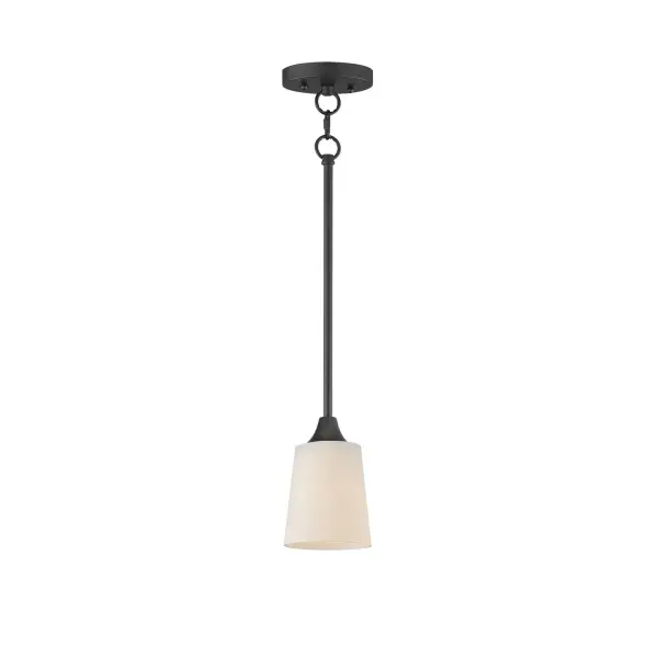 Collection: Hudson Finish: Black Glass: Satin White Width: 4.75" Height: 8.00" Length: 4.75" Weight: 3.00 lb Wire: 120" Canopy: 4.75"x4.75"x0.75" Number of Bulbs: 1 Maximum Wattage: 60.00 W Bulb Base: E26 Medium Light Source: Incandescent Voltage: 120.00 V Material: Steel, Glass Safety Listing: cETLus Manufacturer Warranty: 3 Spec Sheet