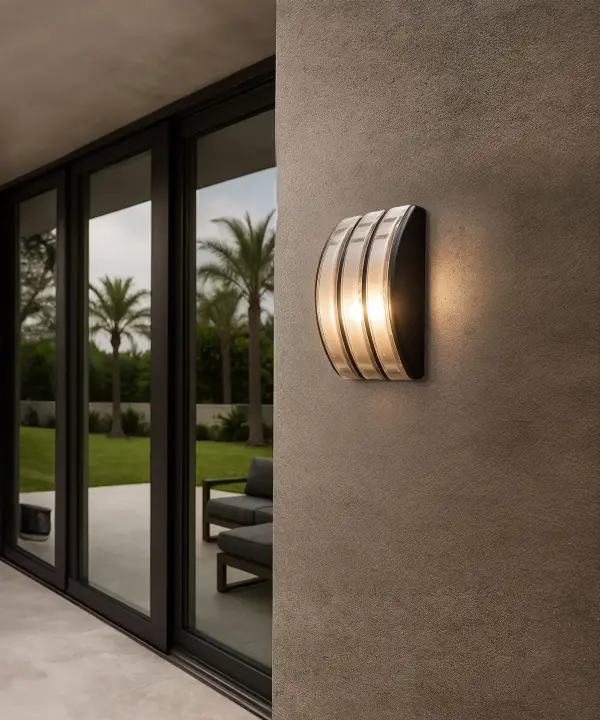 The Aqua Outdoor Wall Sconce combines contemporary styling with coastal charm through its transparent bubble glass diffuser and non-corrosive construction. Perfect for outdoor spaces requiring both durability and visual interest. - alternate view