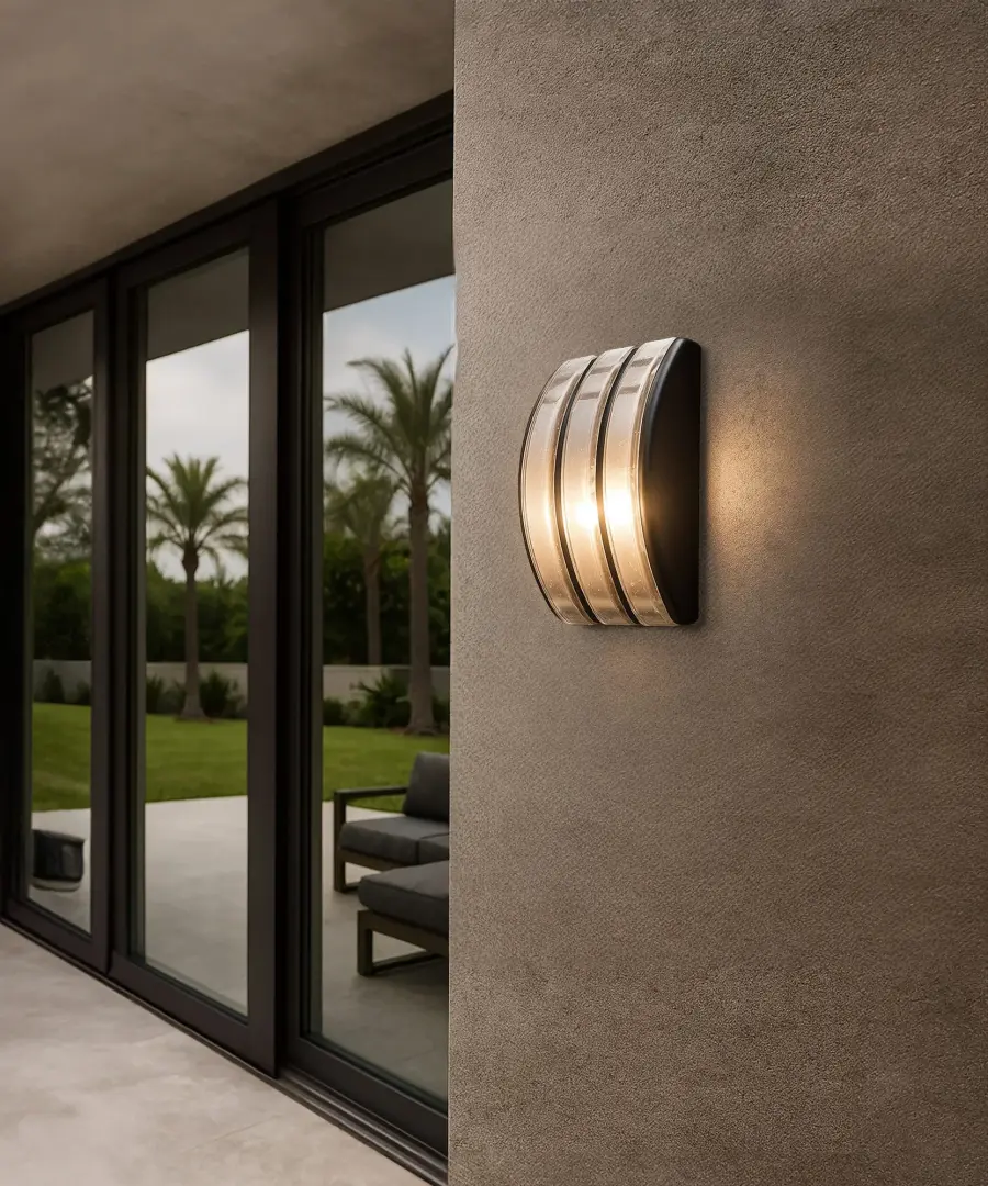 Aqua Ribbed Vertical Outdoor Wall Sconce - Image 2