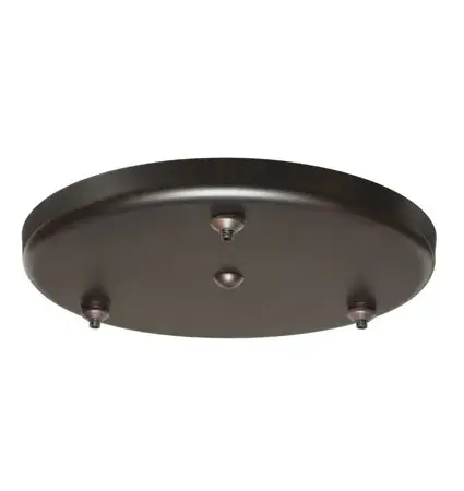 This large round canopy provides a sophisticated bronze finish foundation for creating custom three-light arrangements. Compatible with quick-connect spotlight or pendant elements for flexible design options.