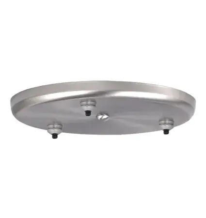 This three-light round canopy provides a clean, professional mounting solution for quick-connect pendant and spotlight systems. The satin nickel finish offers timeless appeal across design styles.