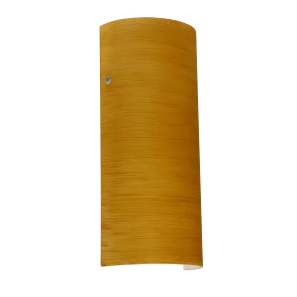 The classic colonade-shaped Torre wall sconce has minimal hardware to show off the beautiful open-ended handcrafted glass. ADA-Compliant. Our Oak glass is a soft off-white cased glass that is handcrafted with spiraling strokes of light brown, emphasizing the subtle brush pattern. The wood-toned rippled design is subdued and harmonious. Unlit, it appears as simply a textured surface like wood grain, but when lit the texture comes alive. The smooth satin finish on the clear outer layer is a result of an extensive etching process, with the texture of the subtle brushing. This blown glass is handcrafted by a skilled artisan, utilizing century-old techniques passed down from generation to generation.