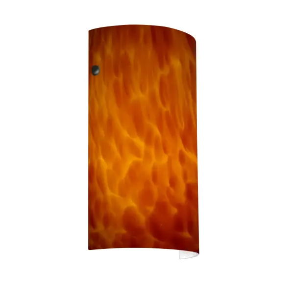 The attractive Tamburo wall sconce has minimal hardware to show off the beautiful open-ended handcrafted glass. ADA-Compliant. Our Amber Cloud glass is full of floating, vibrant warm tones that range from light gold to deep amber. When lit, the humid color palette illuminates to exude a harmonious display. This décor is created by rolling molten glass in small bits of brown hues called frit. The result is a multi-layered blown glass, where frit color is nestled between an opal inner layer and a clear glossy outer layer. This blown glass is handcrafted by a skilled artisan, utilizing century-old techniques passed down from generation to generation. Each piece of this décor has its own artistic nature that can be individually appreciated.