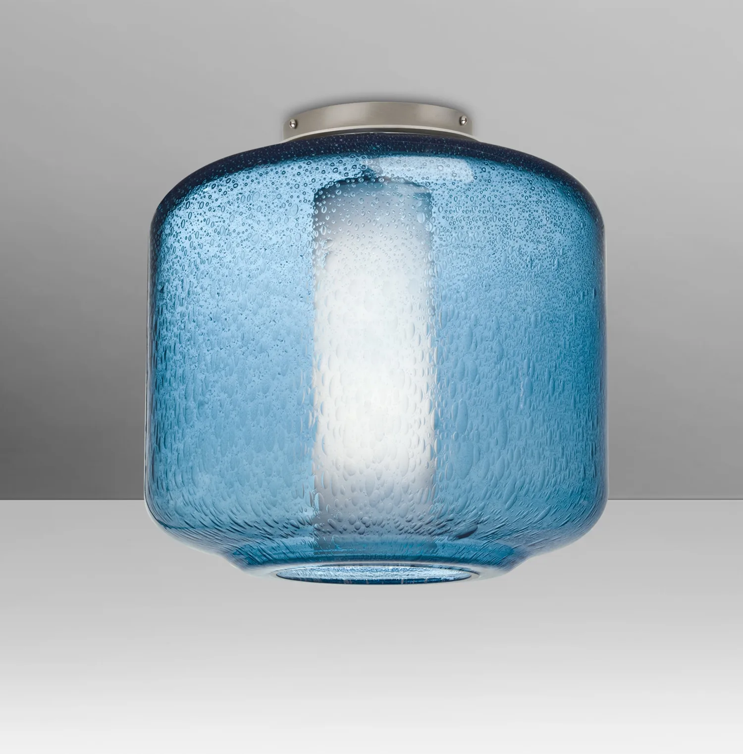 Niles 10 Blue Bubble Semi-Flush Mount with Opal Glass