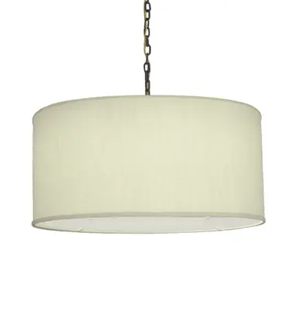 Chain-Hung Cream Fabric Shade Pendant - Image 1