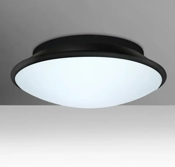 The Silk flush mount combines matte etched opal glass with a striking black cap, creating sophisticated contrast. Its low-profile design and soft diffused light make it ideal for hallways, bedrooms, and compact spaces.