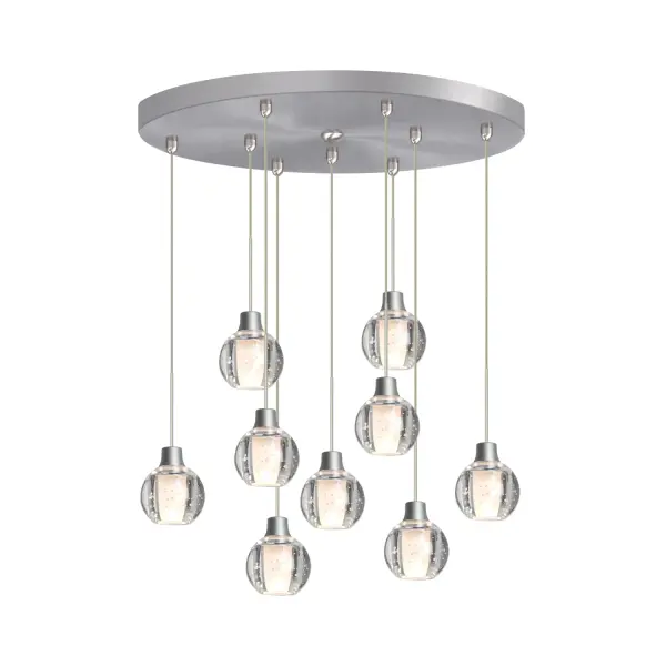 Professional-grade round canopy system designed for creating dramatic multi-pendant lighting displays. Accommodates up to nine 12V pendants with 10-inch maximum shade diameter, allowing for customized configurations and staggered heights.