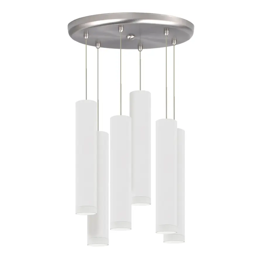 6-Light Round Multi-Port Canopy with Cafe 12 Pendants