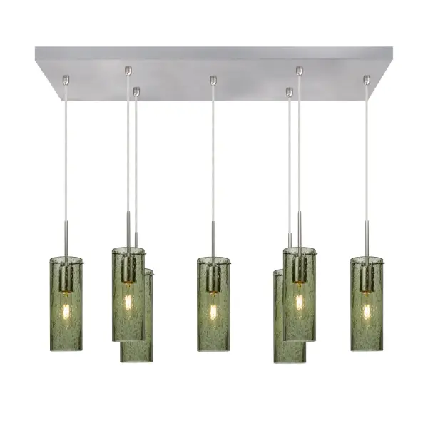 This linear bar canopy system accommodates seven 120V pendants with staggered heights, creating dramatic lighting displays over dining tables and kitchen islands. Compatible with Juni 10 and other 14-inch diameter shades.