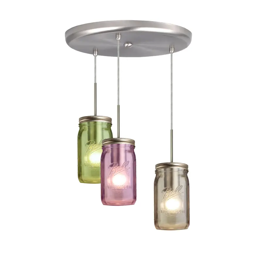 3-Light Large Round Multi-Port Canopy with Milo Pendants