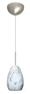 The Pera mini pendant delivers focused task lighting in a compact 4.5-inch profile. Its satin nickel finish and glass shade offer versatile styling that works in both modern and traditional settings.