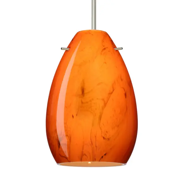 The Pera 6 Habanero features stunning handblown cased glass with warm persimmon tones and marbleized black accents. Each piece is unique, crafted using century-old techniques for a one-of-a-kind artistic statement.