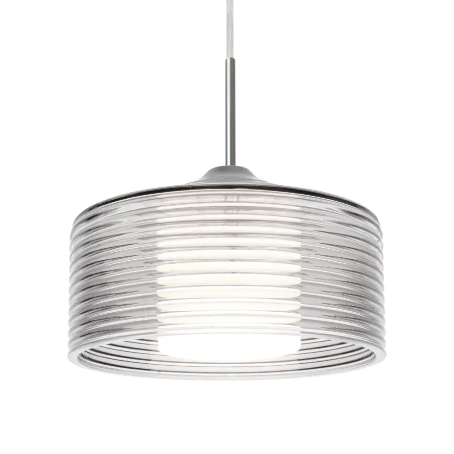 Belu Clear Ribbed Drum Pendant - Image 1