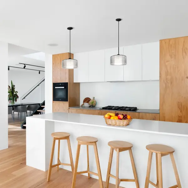 Belu Clear Ribbed Drum Pendant - Image 2
