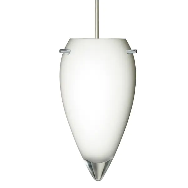The Juli pendant features inverted teardrop glass with opal casing that creates a tranquil, warm glow. Handcrafted using century-old blown glass techniques, it offers versatile styling that complements contemporary and transitional spaces.