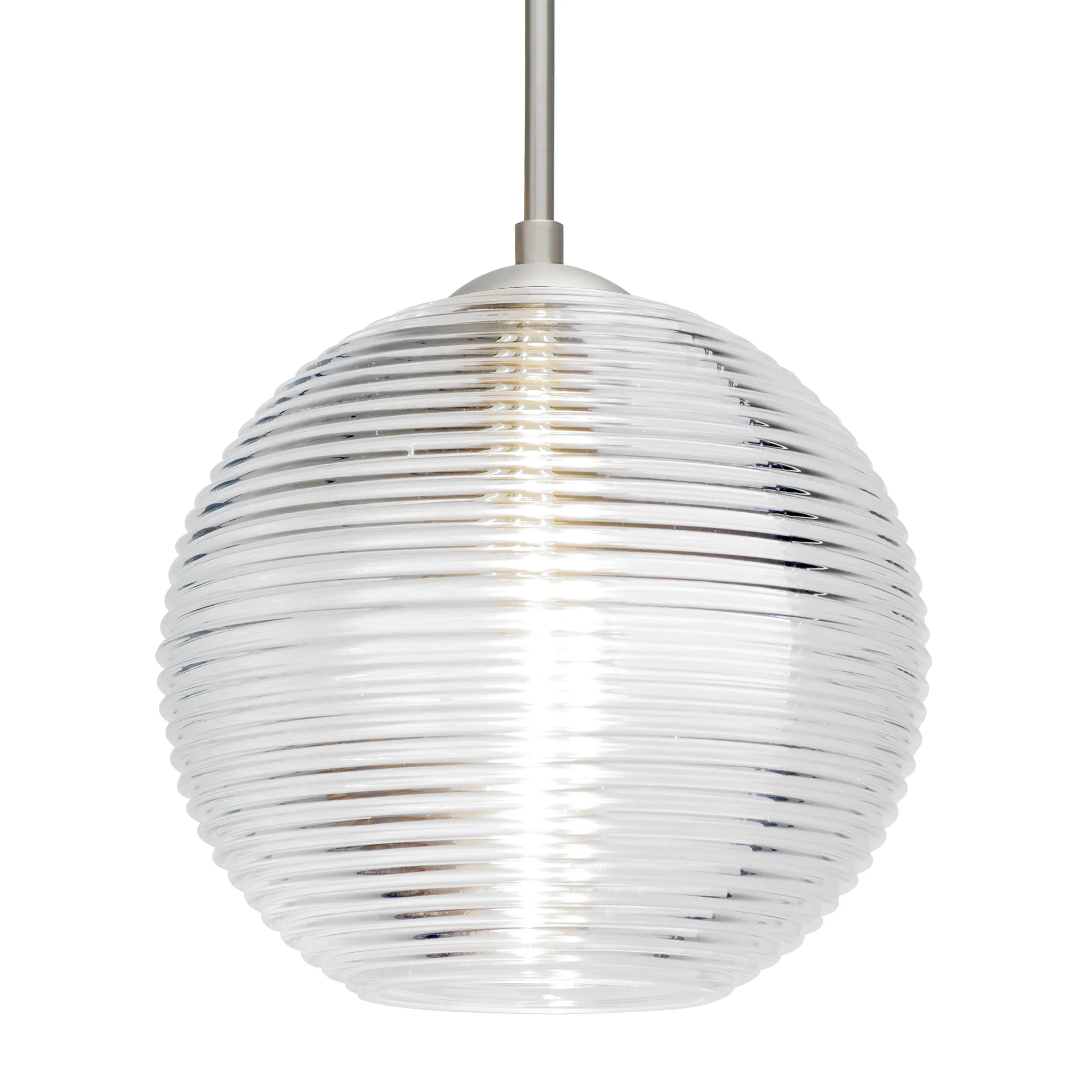 Kristall 8 Clear Glass Pendant in Satin Nickel