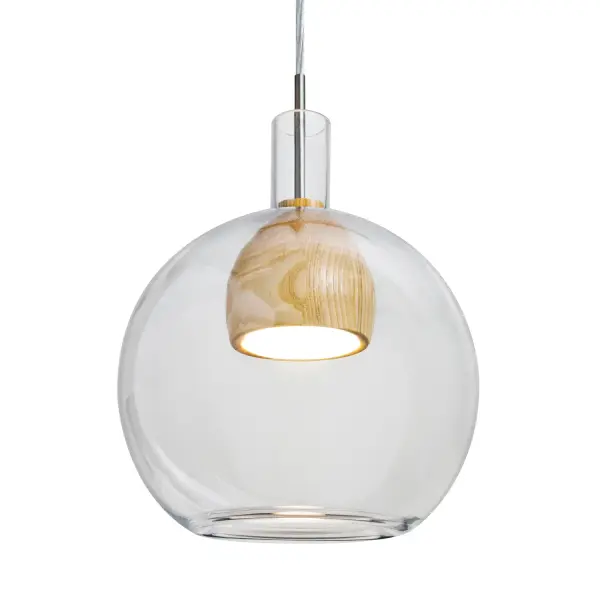 Benji Clear Pendant with Natural Wood