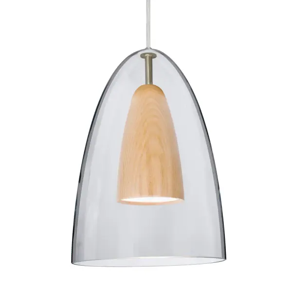 Dano Clear Pendant with Natural Wood