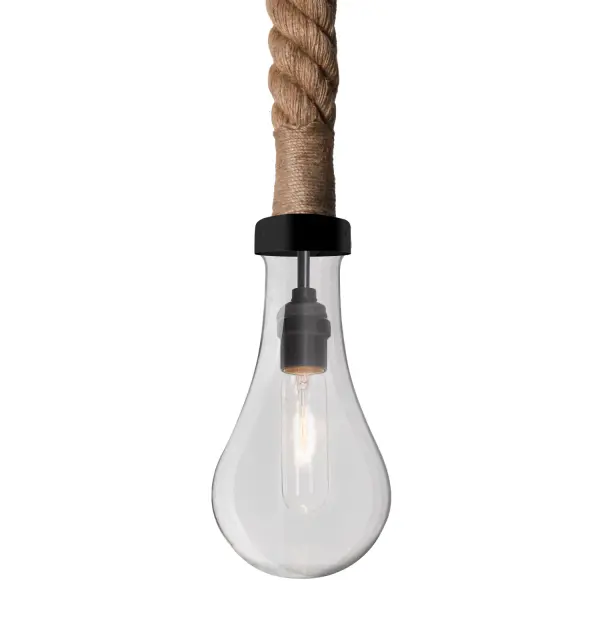 Dash Clear Glass Pendant with Natural Rope - Image 1