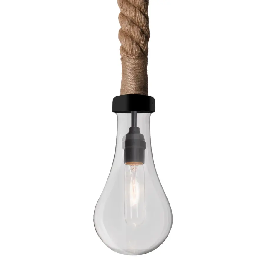 Dash Clear Glass Pendant with Natural Rope - Image 1