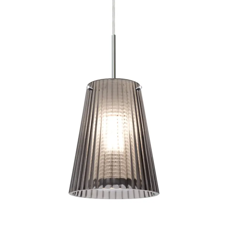 Dion Pendant Light in Smoke Glass with Satin Nickel - Image 1