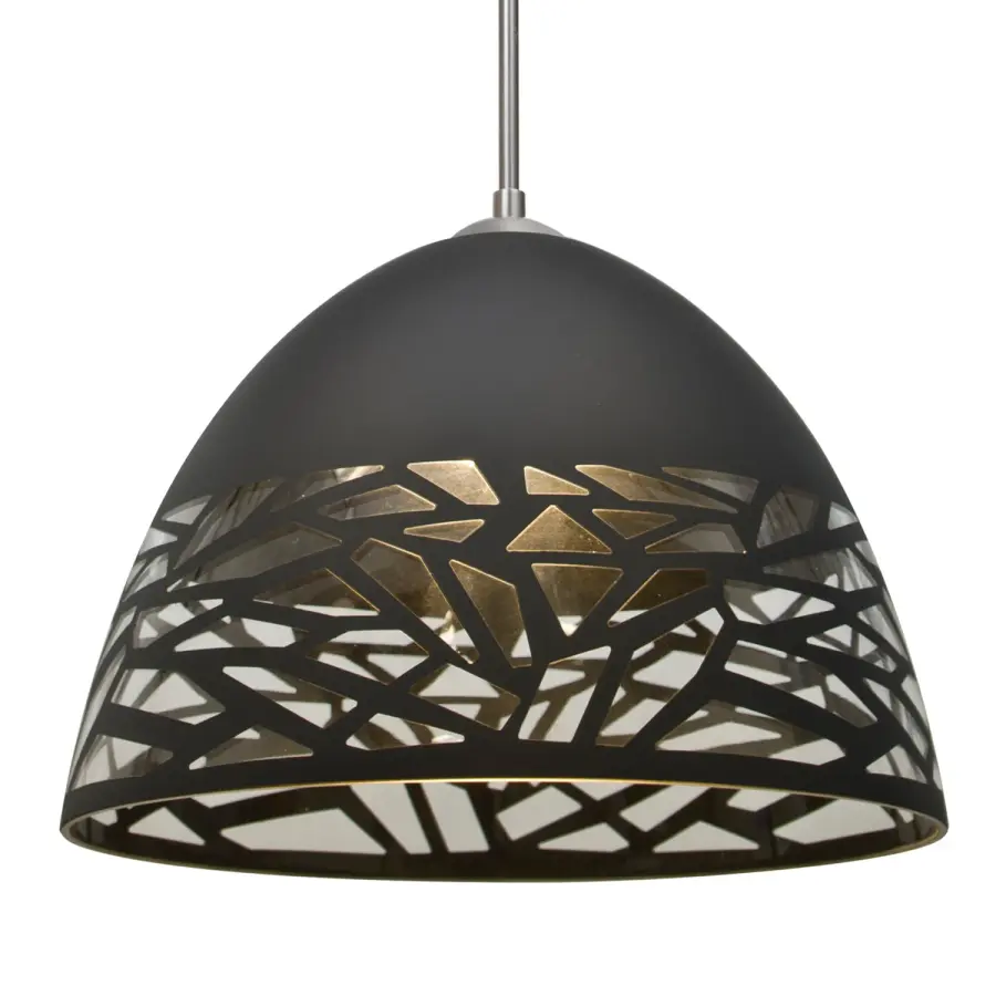 Kiev Black Pendant with Satin Nickel - Image 1