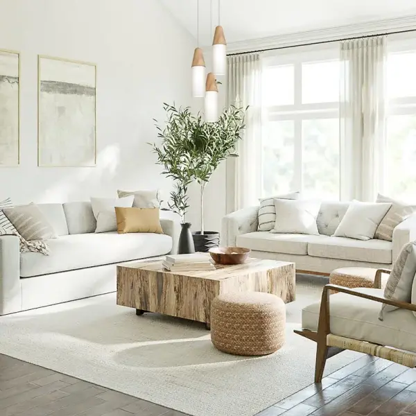 The Nini Natural Pendant showcases artisanal craftsmanship with its hand-turned Ash wood cap and triple-layer opal glass cylinder. This thoughtfully designed fixture offers soft, diffused lighting while bringing organic warmth to contemporary spaces. - alternate view