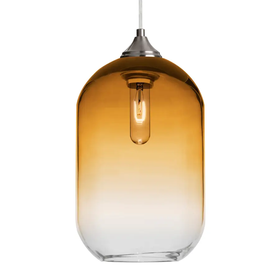 Omega 12 Pendant in Amber/Clear Glass