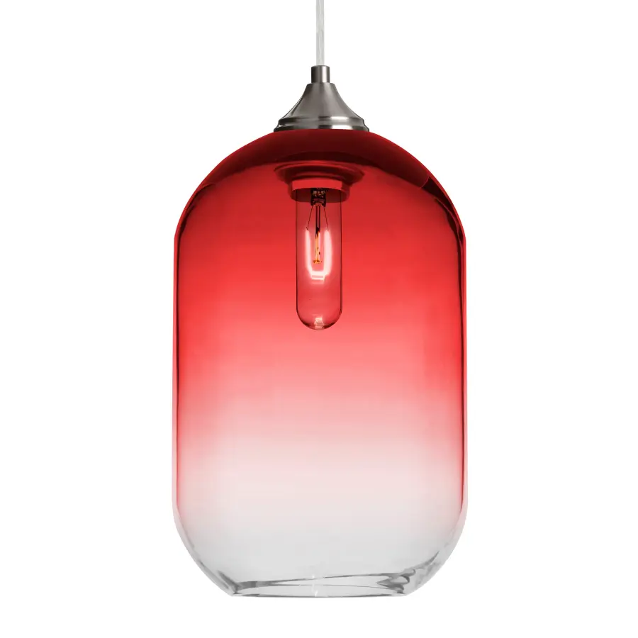 Omega 12 Red/Clear Glass Pendant