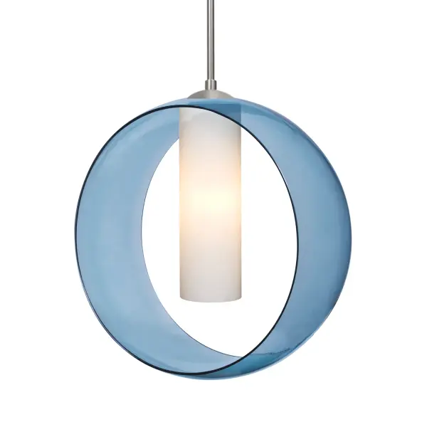 Plato Trans-Blue & Opal Double Glass Pendant