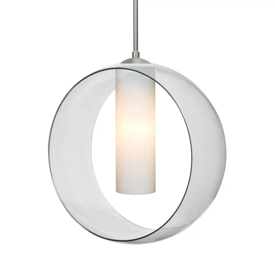 Plato Clear/Opal Double Glass Pendant