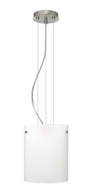 The Tamburo pendant offers clean, modern styling with a drum-shaped shade and satin nickel finish. Its compact size and integrated LED make it ideal for task lighting or grouped installations over islands and bars.