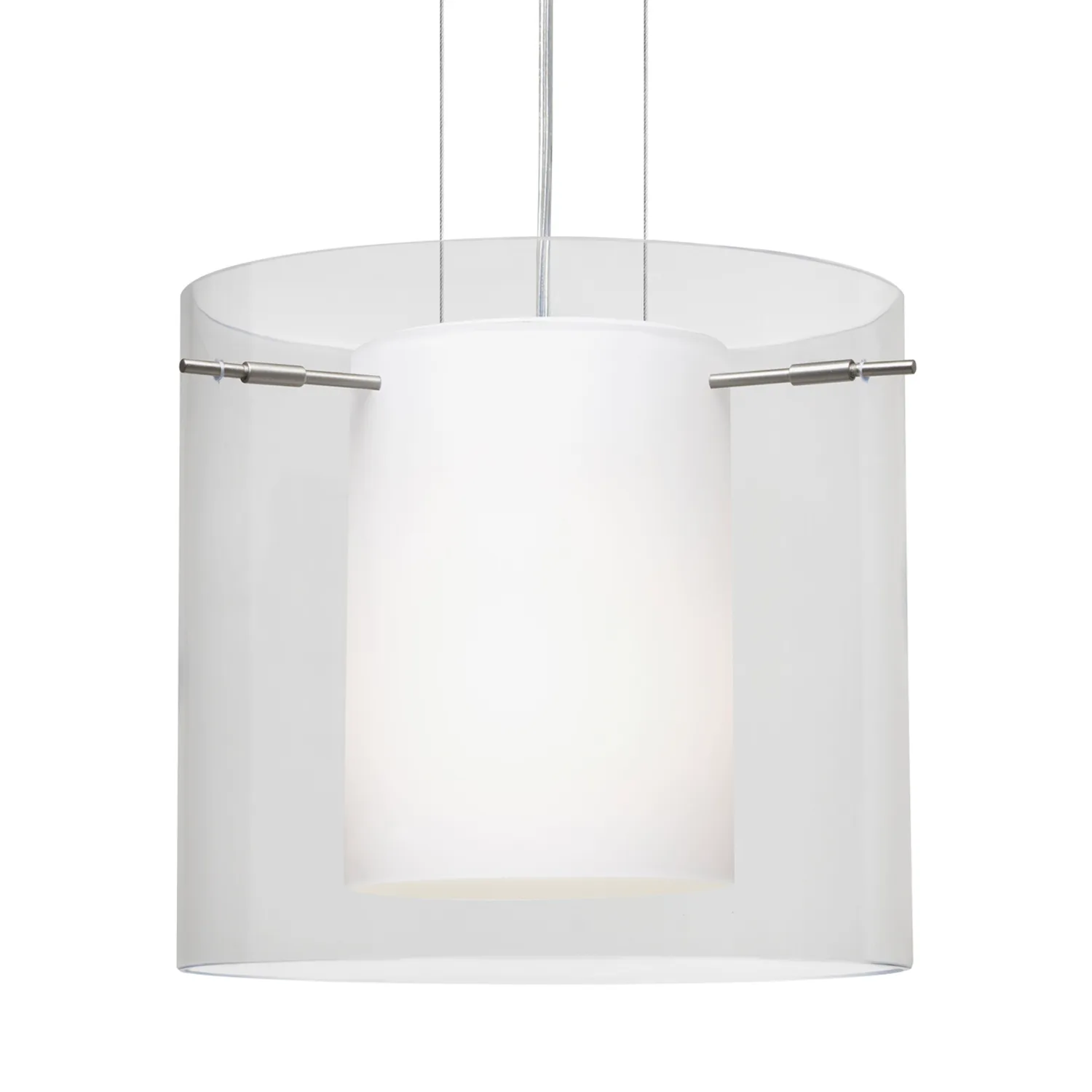 Pahu 12 Clear/Opal Double Glass Pendant