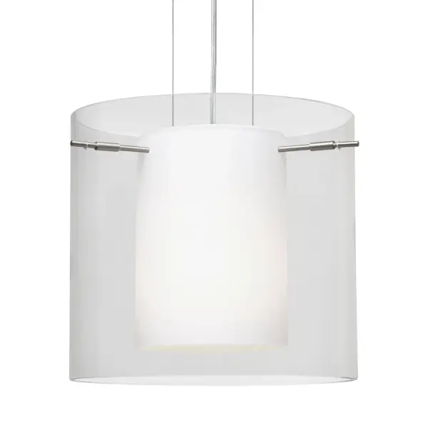Pahu 12 Clear/Opal Double Glass Pendant - Image 1