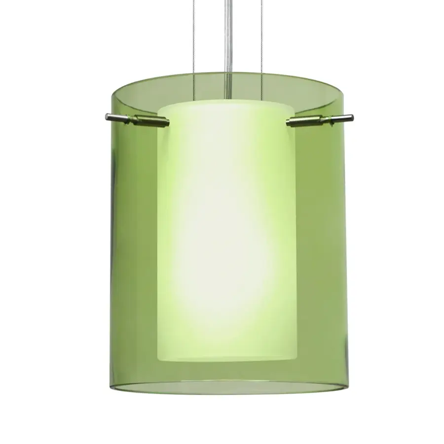 Pahu 8 Pendant - Transparent Olive with Opal Glass