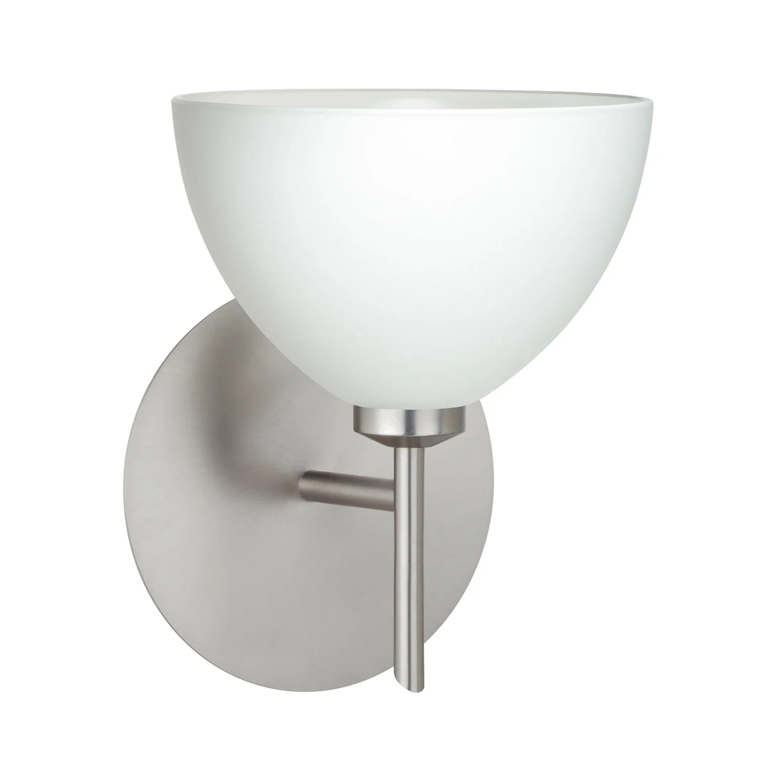 Brella Mini Sconce in White Glass with Satin Nickel